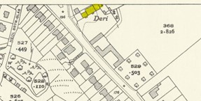 OS Map of 1941-2 showing the site of The Deri Pub Cardiff